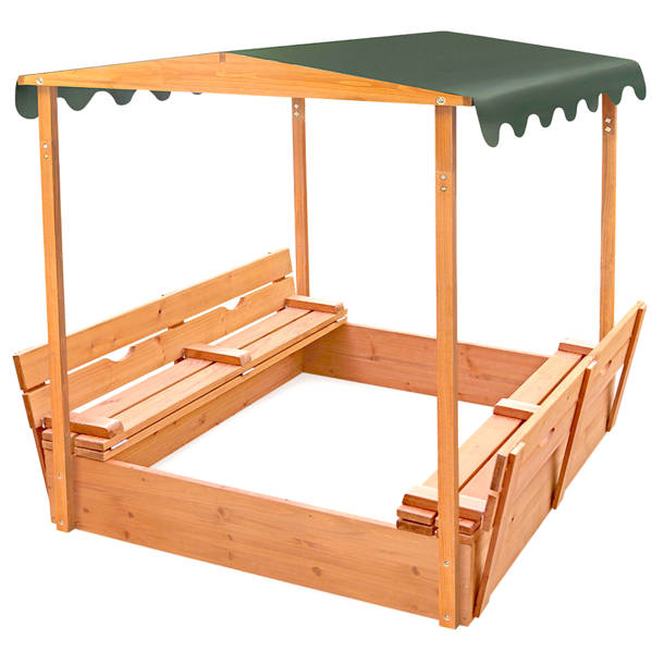 Badger Basket 46.5'' x 9.5'' Solid Wood Square Sandbox with Cover